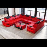 Trueliving Luxurious Dark Six Seater Sofa Leather Finish 3+2+1 (H 36" x W 80" x D 34")+(H 33" x W 60" x D 35")+(H 30'' x W 31'' x D 30'')